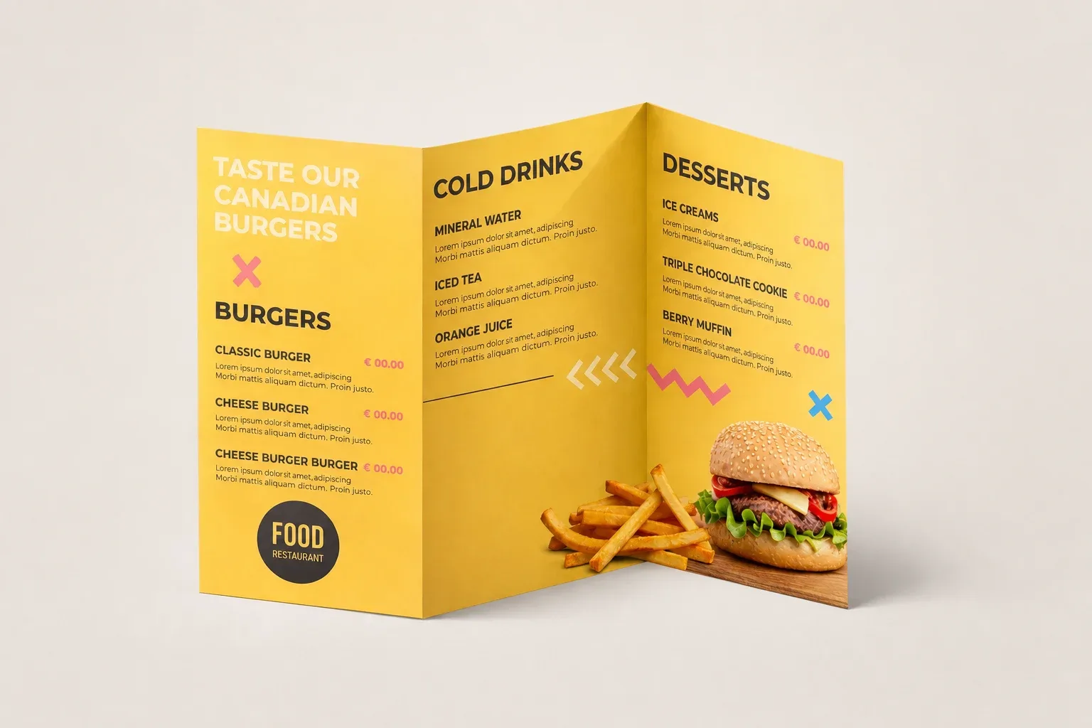 Z-fold brochure product mockup on a neutral studio background