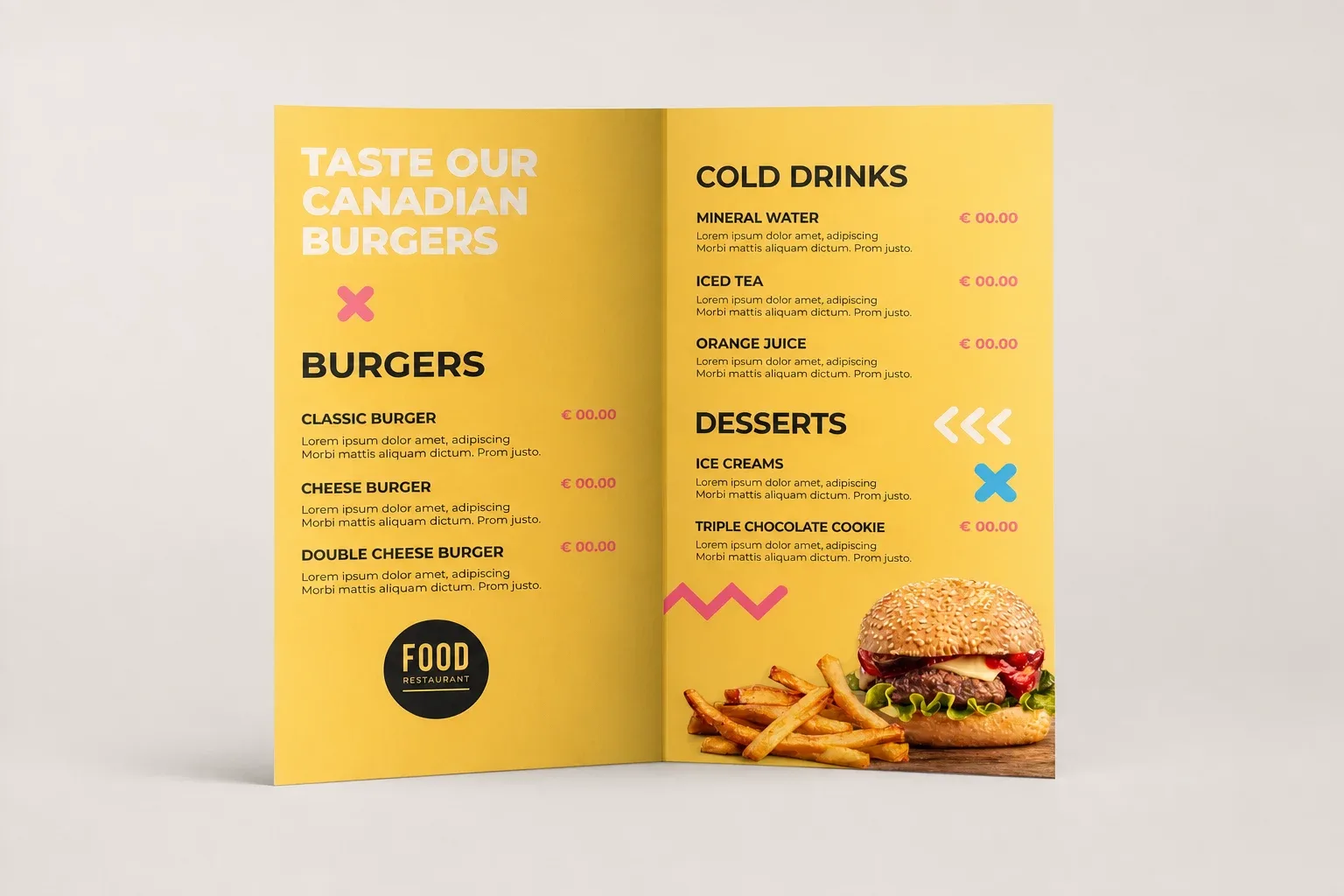 Bi-fold brochure product mockup on a neutral studio background