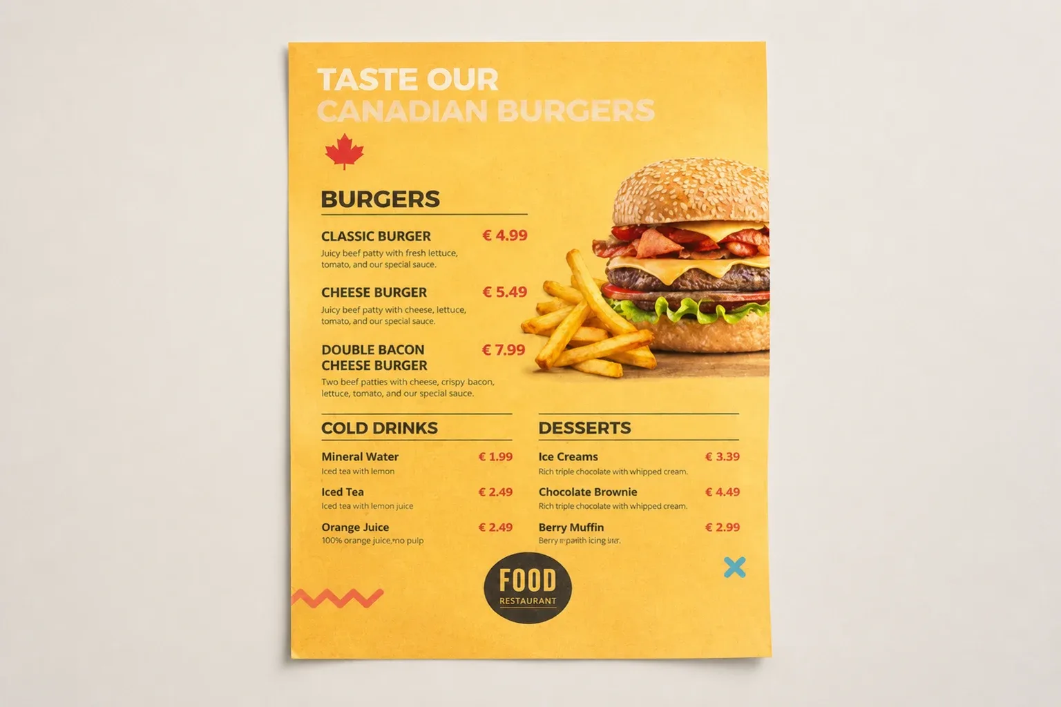 Flyer product mockup on a neutral studio background